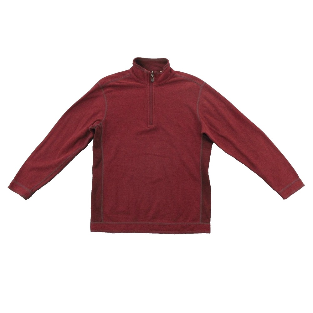 Tommy Bahama Jeans Sweater Mens Medium Red Quarter Zip Pullover 124-TD2786